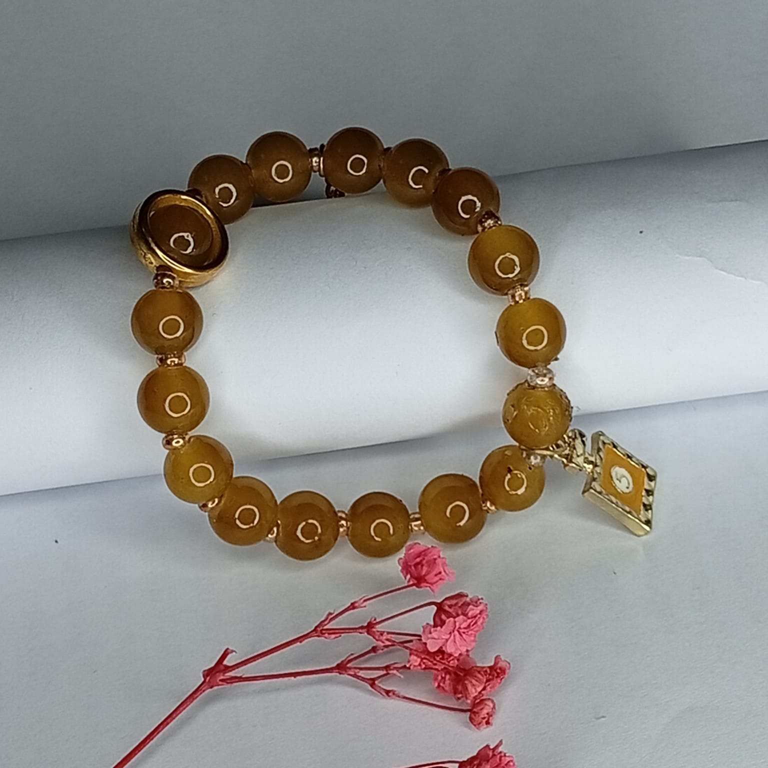 Golden Earth Energy: Honey Jade & Prosperity Charm Bracelet