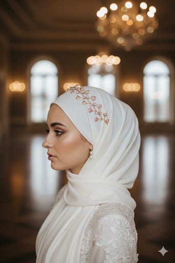 Versatile Rose Gold Floral Hair Vine | Bridal Wreath & Modest Hijab Accessory