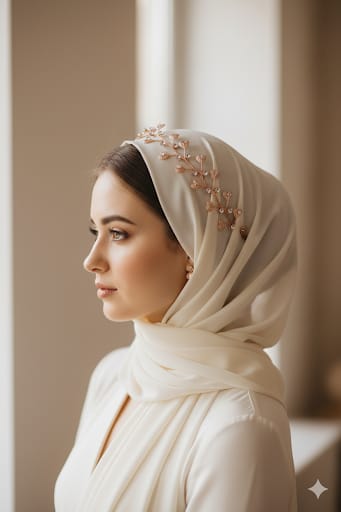 Versatile Rose Gold Floral Hair Vine | Bridal Wreath & Modest Hijab Accessory
