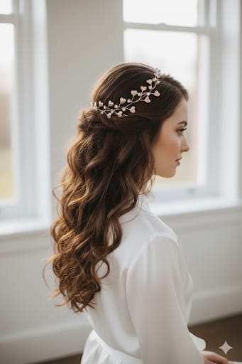 Versatile Rose Gold Floral Hair Vine | Bridal Wreath & Modest Hijab Accessory