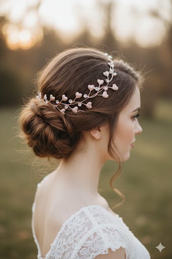 Versatile Rose Gold Floral Hair Vine | Bridal Wreath & Modest Hijab Accessory