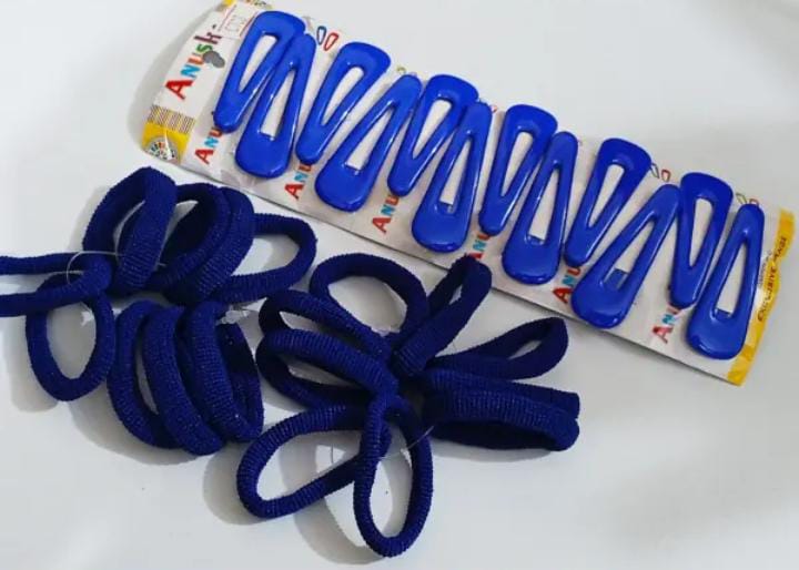 Navy Blue School Hair Accessories Set (30 Pcs) - 18 Seamless Ponies & 12 EasyGrip Snap Clips for Girls