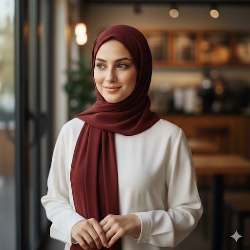 Deep Maroon Georgette Hijab Scarf | 29" x 68" Modest Shawl