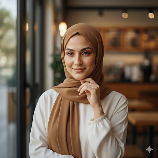 Caramel Georgette Hijab Scarf | 29" x 68" Tan Modest Shawl