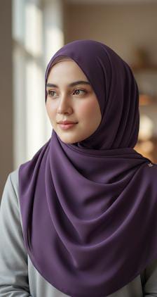 Plum Purple Georgette Hijab Scarf - Premium Modesty Wear with Luxurious Drape.
