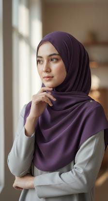 Plum Purple Georgette Hijab Scarf - Premium Modesty Wear with Luxurious Drape.