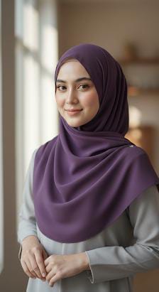 Plum Purple Georgette Hijab Scarf - Premium Modesty Wear with Luxurious Drape.