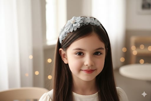 Elegant Floral Baby Headbands Set - Tulle Ruffled Flower & Pearl Infant Elastic Hair Accessories for Newborn Photoshoot