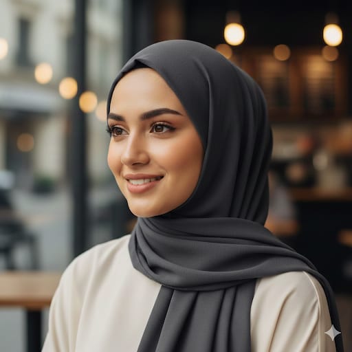 Premium Georgette Hijab Scarf - 29x68" Flowing Charcoal Grey