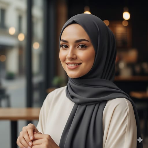 Premium Georgette Hijab Scarf - 29x68" Flowing Charcoal Grey