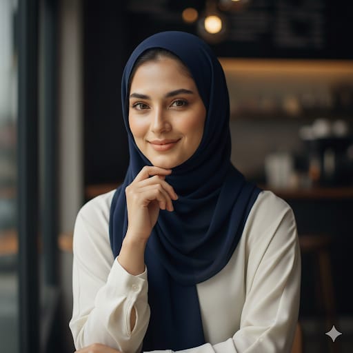 Elegant Navy Blue Hijab Scarf - Premium Georgette Modest Wear