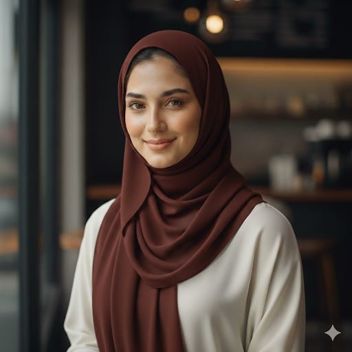 Deep Mahogany Georgette Hijab Scarf - Elegant & Flowing