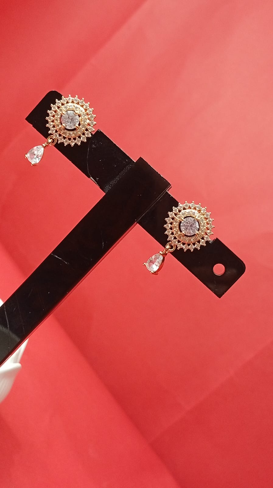 Luxury Sunburst Halo Drop Earrings - 14K Gold Plated with Teardrop Crystal Accents | Elegant Occasion Jewelry for Women