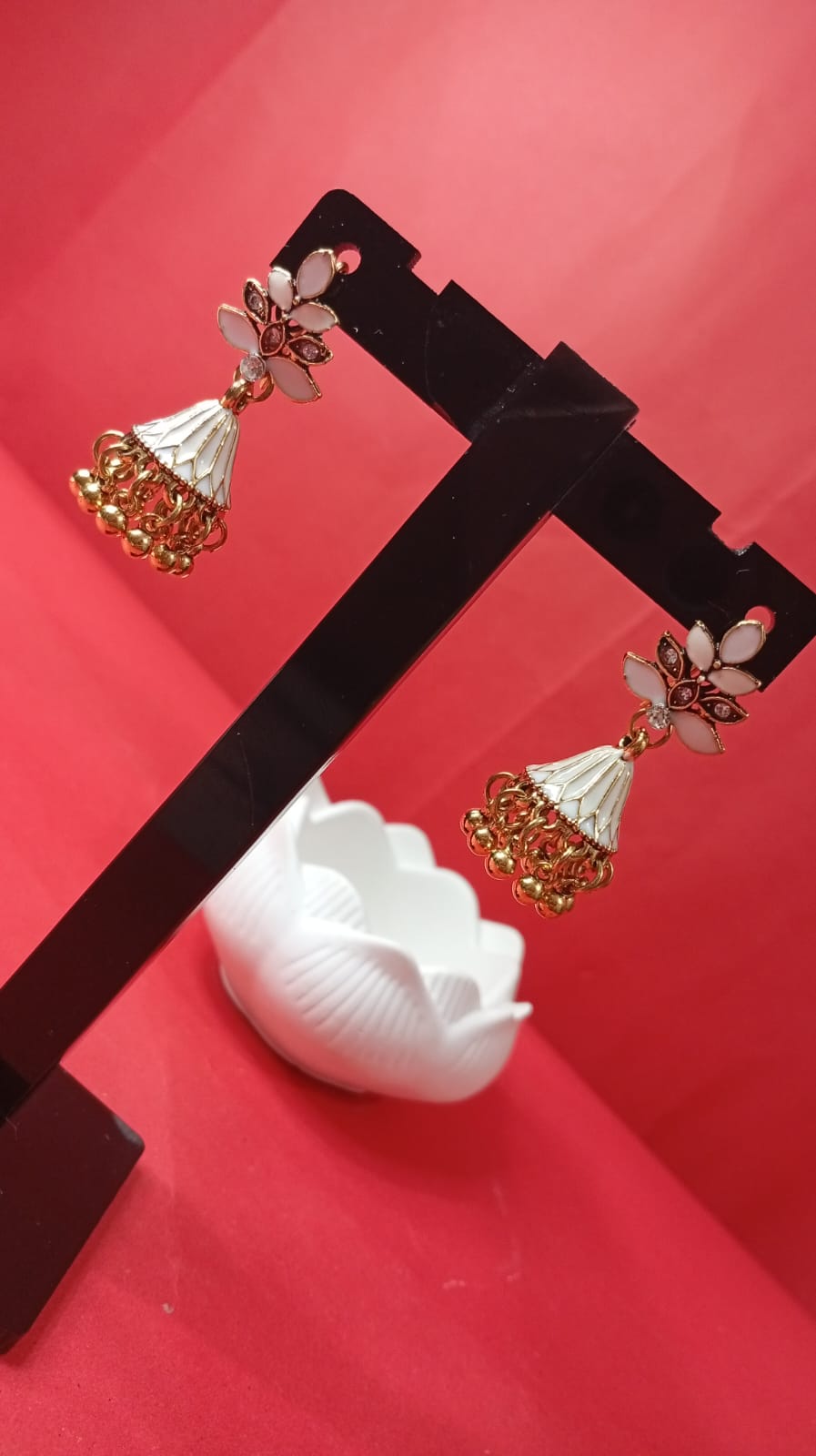 Traditional Gold-Plated Jhumka Earrings for Women | Ethnic Floral Motif Jimikki | Classic Indian Wedding & Festive Jewelry