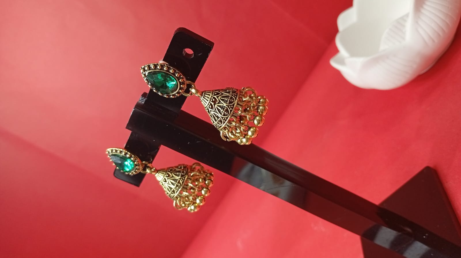 Traditional Gold-Plated Jhumka Earrings | Intricate Floral Motif Bell-Shaped Jimikki | Ethnic Wedding & Festive Indian Jewelry for Women