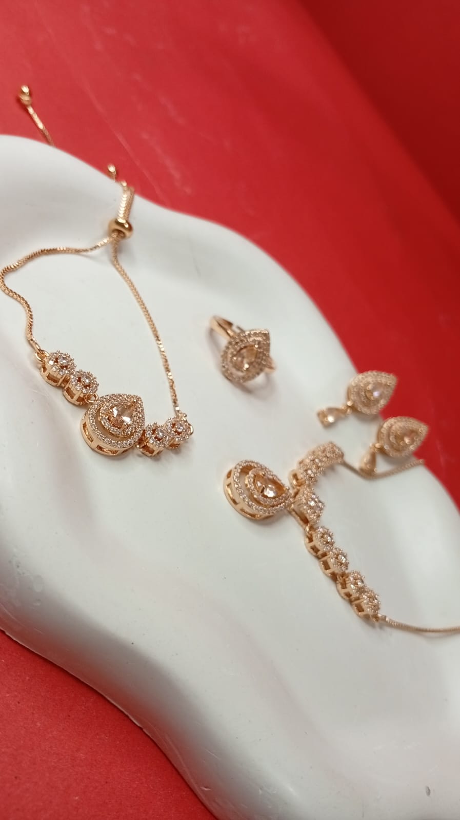 The "Grand Gala" 4-Piece Jewelry Collection – 14K Gold Plated Emerald Green Necklace, Tennis Bracelet, Halo Ring & Stud Earring Set – Luxury Gift Suite for Women