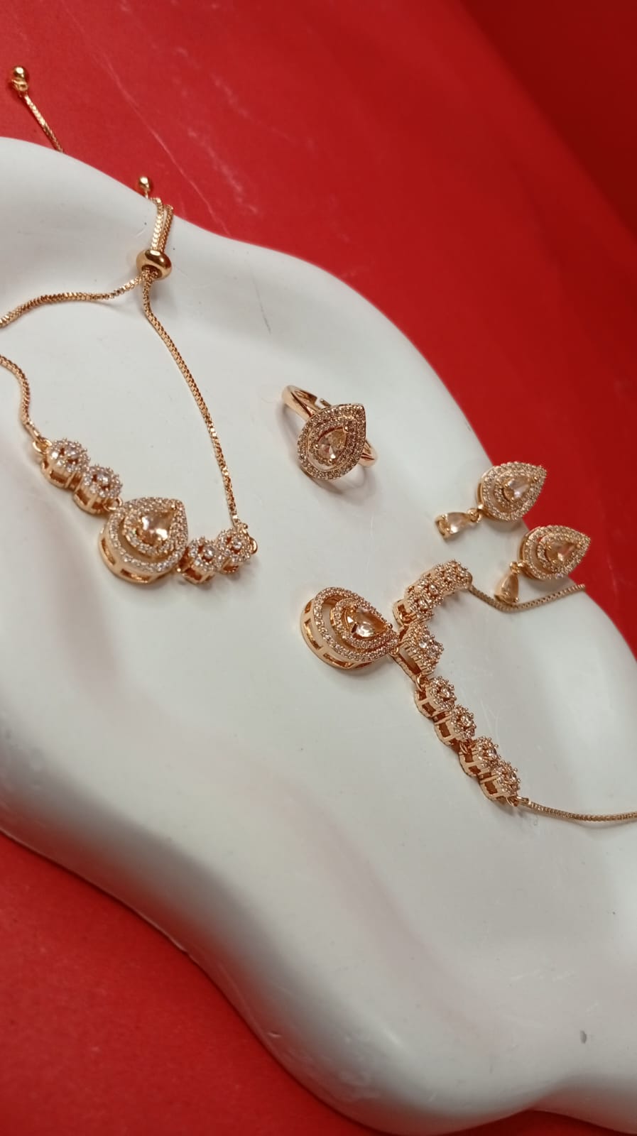 The "Grand Gala" 4-Piece Jewelry Collection – 14K Gold Plated Emerald Green Necklace, Tennis Bracelet, Halo Ring & Stud Earring Set – Luxury Gift Suite for Women