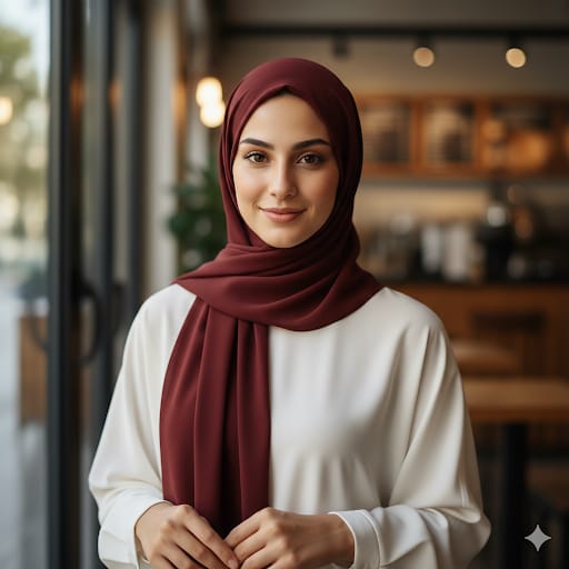 Deep Maroon Georgette Hijab Scarf | 29" x 68" Modest Shawl