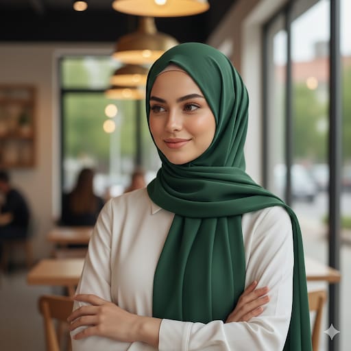 Emerald Green Premium Hijab Scarf - Chic Modesty Wear for Professional and Casual Outfits.