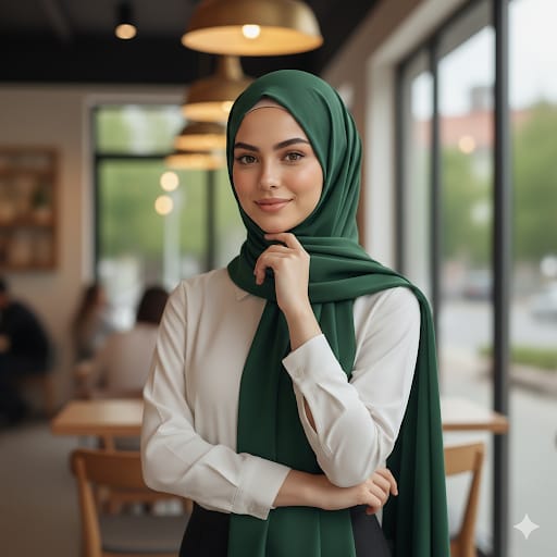 Emerald Green Premium Hijab Scarf - Chic Modesty Wear for Professional and Casual Outfits.