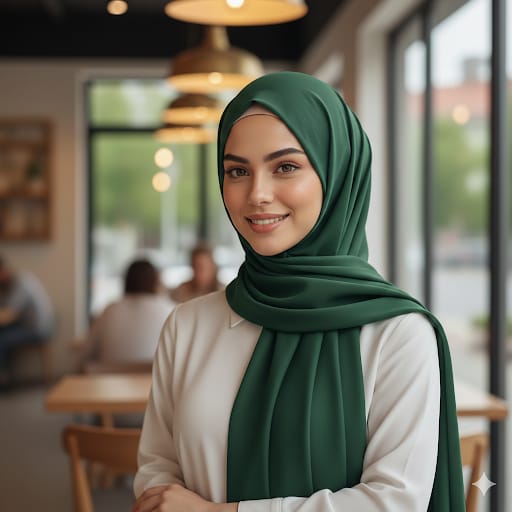 Emerald Green Premium Hijab Scarf - Chic Modesty Wear for Professional and Casual Outfits.