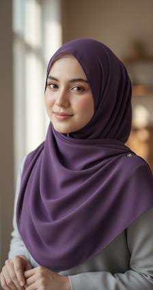 Plum Purple Georgette Hijab Scarf - Premium Modesty Wear with Luxurious Drape.