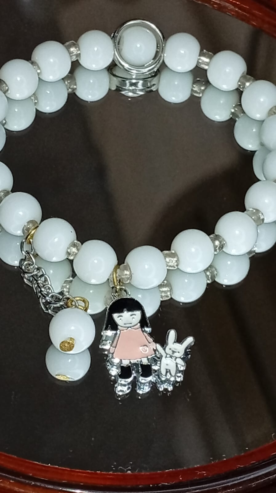 Cute & Charming, White Agate & Little Girl Charm Bracelet
